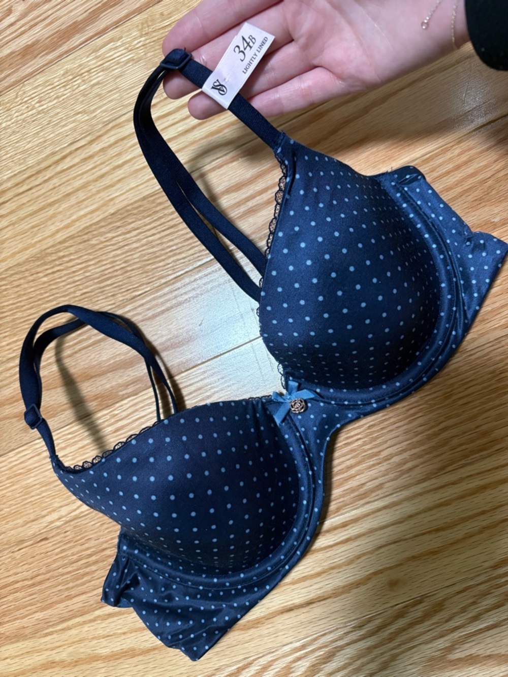 Victoria's Secret Navy Blue Polka Dot T-Shirt Bra